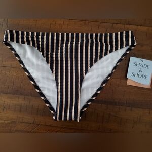NWT Shade & Shore Women's Low Rise Cheeky Striped Bikini Bottom - Size XS